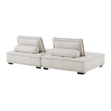Saunter Beige 2-Piece Tufted Fabric Loveseat - Ornate Home