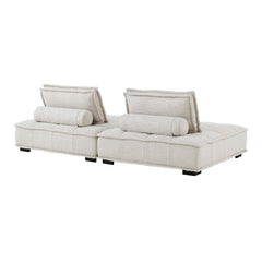 Saunter Beige 2-Piece Tufted Fabric Loveseat - Ornate Home