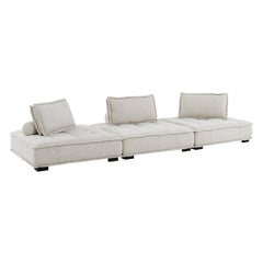 Saunter Beige 3-Piece Tufted Fabric Sofa - Ornate Home