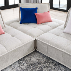 Saunter Beige 3-Piece Tufted Fabric Sofa - Ornate Home