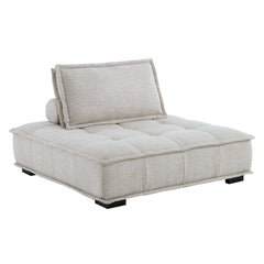 Saunter Beige 5-Piece Tufted Fabric Sectional Sofa - Ornate Home