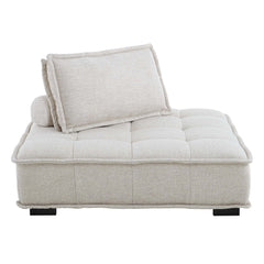 Saunter Beige Tufted Fabric Armless Chair - Ornate Home