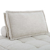 Saunter Beige Tufted Fabric Armless Chair - Ornate Home