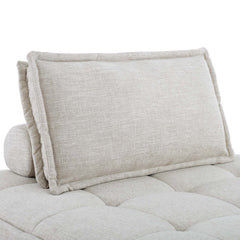 Saunter Beige Tufted Fabric Armless Chair - Ornate Home