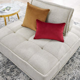 Saunter Beige Tufted Fabric Armless Chair - Ornate Home