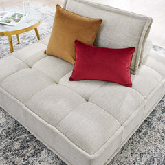 Saunter Beige Tufted Fabric Armless Chair - Ornate Home