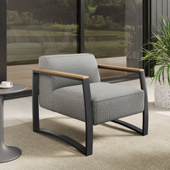 Sauve Charcoal/Light Gray Outdoor Patio Aluminum and Fabric Armchair - Ornate Home