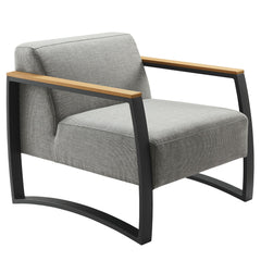 Sauve Charcoal/Light Gray Outdoor Patio Aluminum and Fabric Armchair - Ornate Home