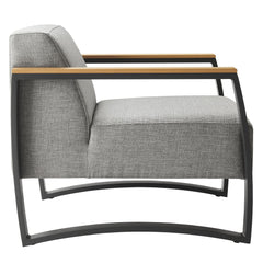 Sauve Charcoal/Light Gray Outdoor Patio Aluminum and Fabric Armchair - Ornate Home