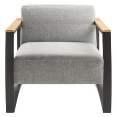 Sauve Charcoal/Light Gray Outdoor Patio Aluminum and Fabric Armchair - Ornate Home
