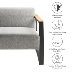 Sauve Charcoal/Light Gray Outdoor Patio Aluminum and Fabric Armchair - Ornate Home