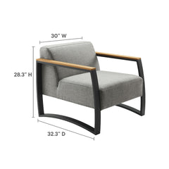 Sauve Charcoal/Light Gray Outdoor Patio Aluminum and Fabric Armchair - Ornate Home
