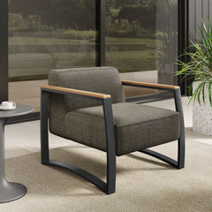 Sauve Charcoal/Smoke Outdoor Patio Aluminum and Fabric Armchair - Ornate Home