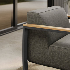 Sauve Charcoal/Smoke Outdoor Patio Aluminum and Fabric Armchair - Ornate Home