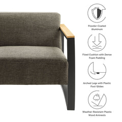 Sauve Charcoal/Smoke Outdoor Patio Aluminum and Fabric Armchair - Ornate Home