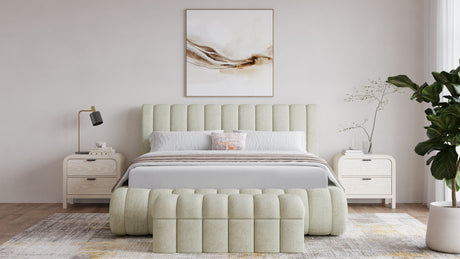 Savage Maximalist California King Upholstered Bed in Sandy Chenille - Ornate Home