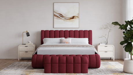 Savage Maximalist Eastern King Upholstered Bed in Ruby Chenille - Ornate Home