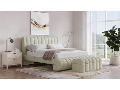 Savage Maximalist Eastern King Upholstered Bed in Sandy Chenille - Ornate Home