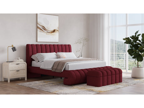 Savage Maximalist Queen Upholstered Bed in Ruby Chenille - Ornate Home
