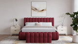 Savage Maximalist Queen Upholstered Bed in Ruby Chenille - Ornate Home