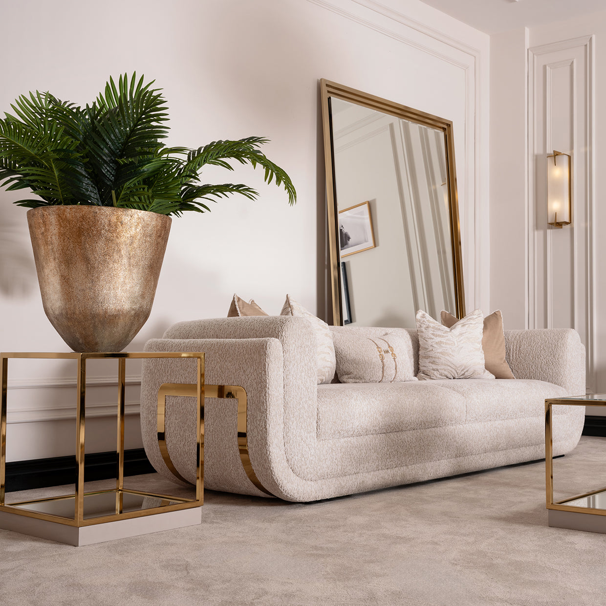 Savannah Breeze Gold/Cashmere Standard Sofa - Ornate Home