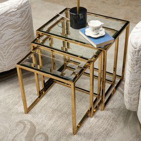 Savannah Breeze Gold Set of 3 Nesting Tables - Ornate Home