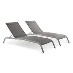 Savannah Gray Outdoor Patio Mesh Chaise Lounge (Set of 2) - Ornate Home