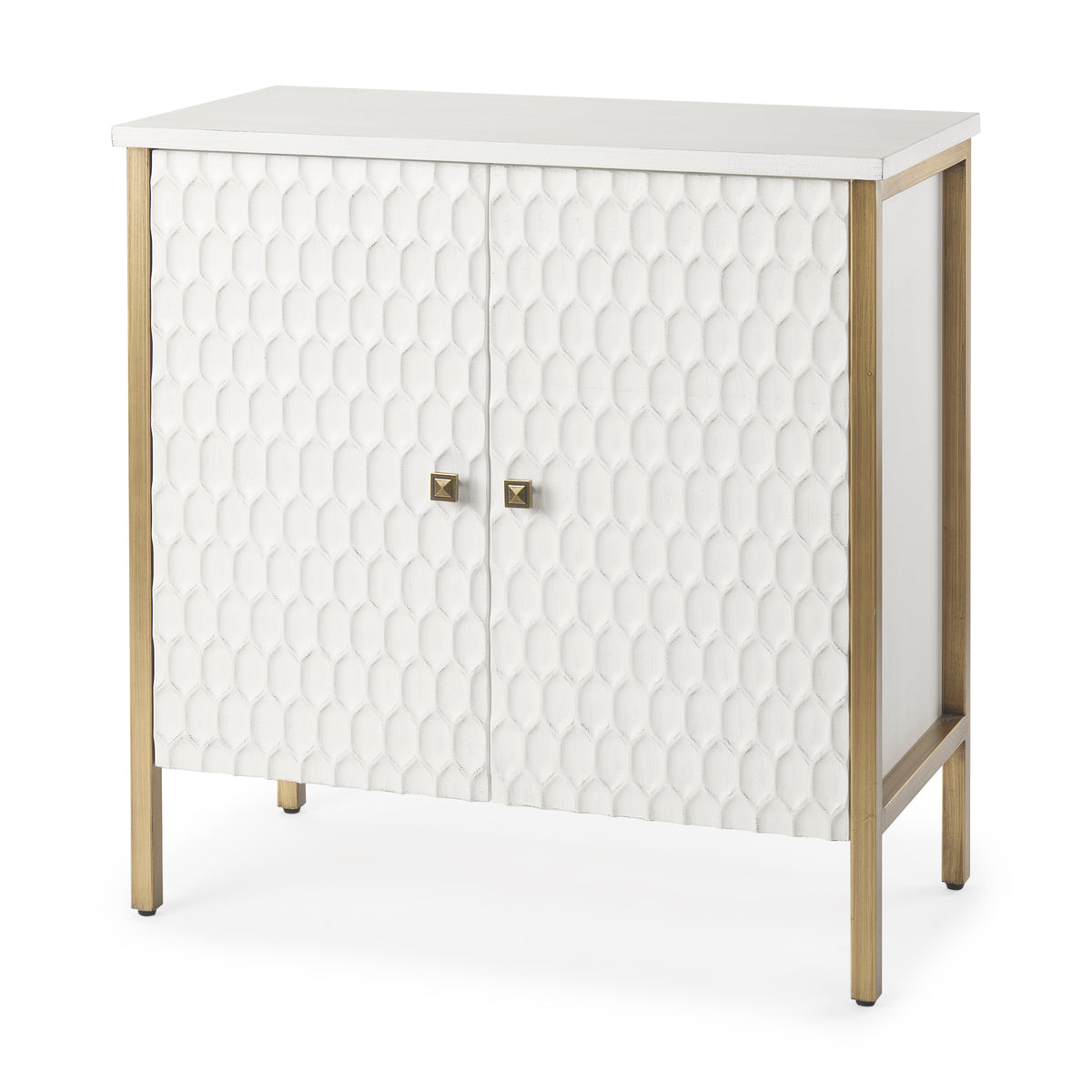 Savannah White/Gold Fir Veneer 2-Door Accent Cabinet - Ornate Home