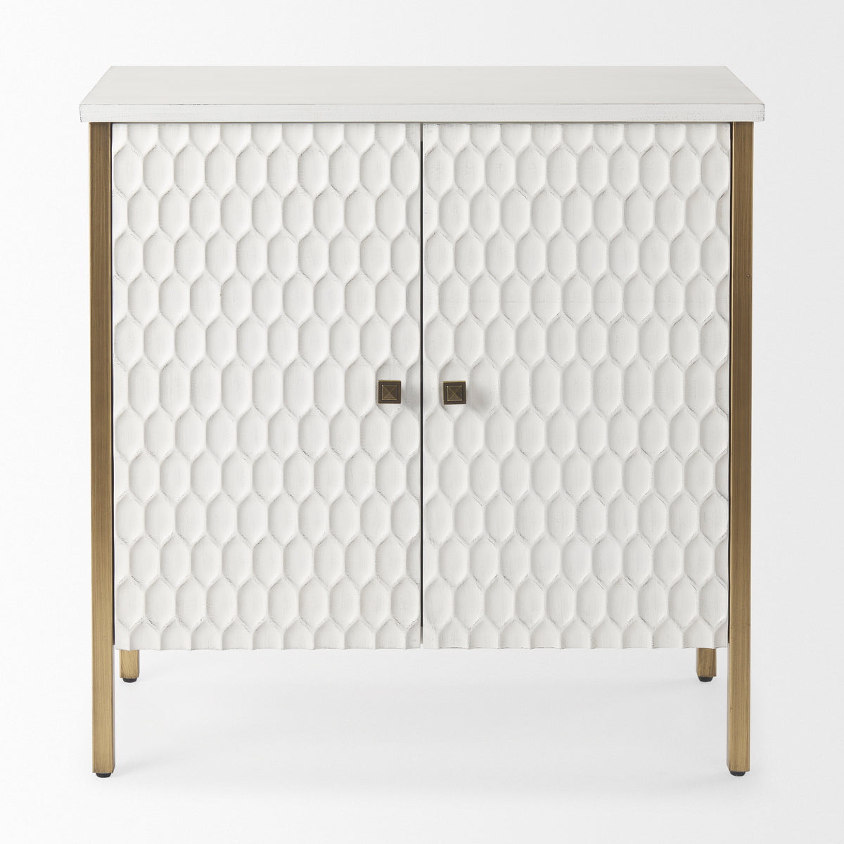 Savannah White/Gold Fir Veneer 2-Door Accent Cabinet - Ornate Home