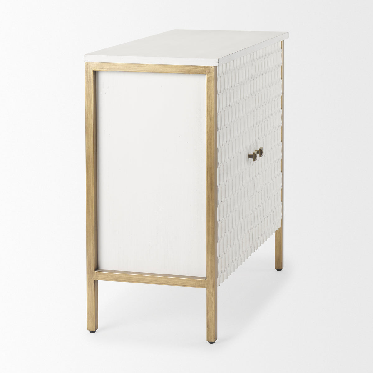 Savannah White/Gold Fir Veneer 2-Door Accent Cabinet - Ornate Home