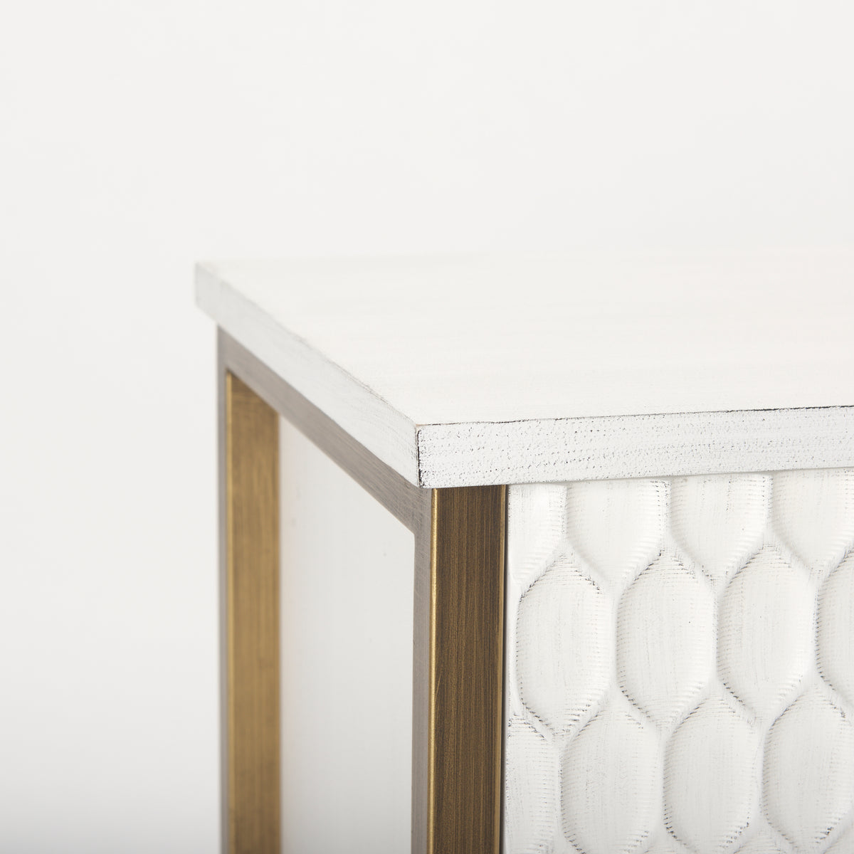 Savannah White/Gold Fir Veneer 2-Door Accent Cabinet - Ornate Home