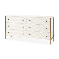Savannah White/Gold Fir Veneer 6-Drawer Sideboard - Ornate Home