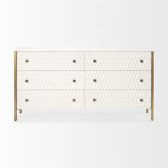 Savannah White/Gold Fir Veneer 6-Drawer Sideboard - Ornate Home