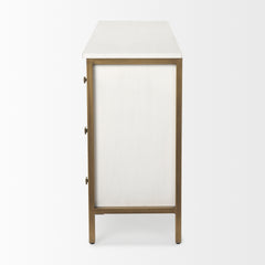 Savannah White/Gold Fir Veneer 6-Drawer Sideboard - Ornate Home