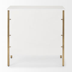Savannah White/Gold Fir Veneer Metal 3-Drawer Accent Cabinet - Ornate Home