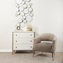 Savannah White/Gold Fir Veneer Metal 3-Drawer Accent Cabinet - Ornate Home