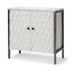 Savannah White/Gray Fir Veneer Metal 2-Door Accent Cabinet