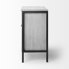 Savannah White/Gray Fir Veneer Metal 2-Door Accent Cabinet
