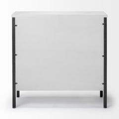 Savannah White/Gray Fir Veneer Metal 2-Door Accent Cabinet