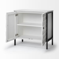 Savannah White/Gray Fir Veneer Metal 2-Door Accent Cabinet