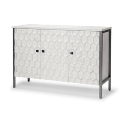Savannah White/Gray Fir Veneer & Metal 3-Door Accent Cabinet - Ornate Home