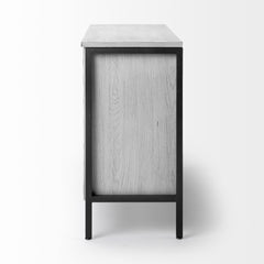 Savannah White/Gray Fir Veneer & Metal 3-Door Accent Cabinet - Ornate Home