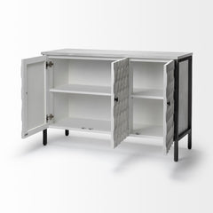 Savannah White/Gray Fir Veneer & Metal 3-Door Accent Cabinet - Ornate Home