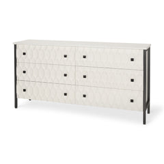 Savannah White/Gray Fir Veneer Metal 6-Drawer Sideboard - Ornate Home
