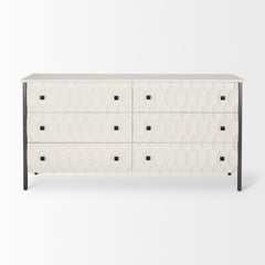 Savannah White/Gray Fir Veneer Metal 6-Drawer Sideboard - Ornate Home