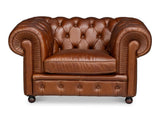 Savile Brown Leather Chair - Ornate Home