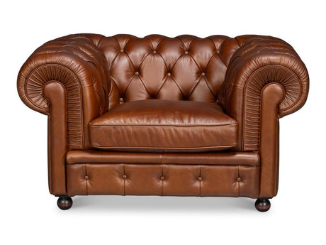 Savile Brown Leather Chair - Ornate Home