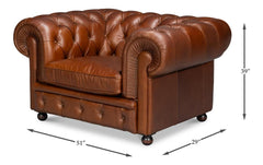 Savile Brown Leather Chair - Ornate Home