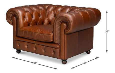 Savile Brown Leather Chair - Ornate Home