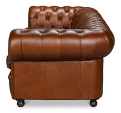 Savile Brown Leather Sofa - Ornate Home